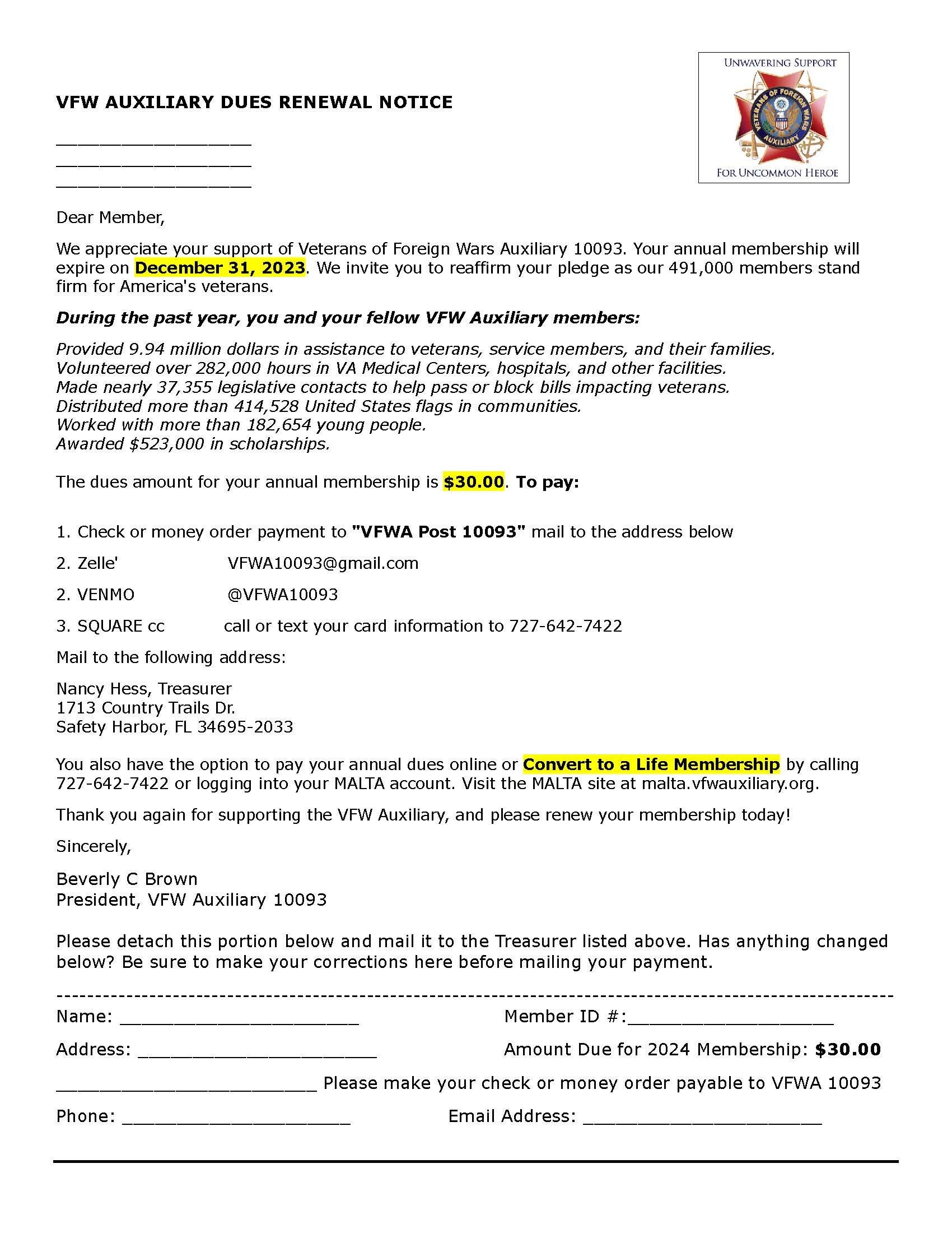 Vfw Auxiliary Membership Dues : VFW Auxiliary Question & Answer Guide ...