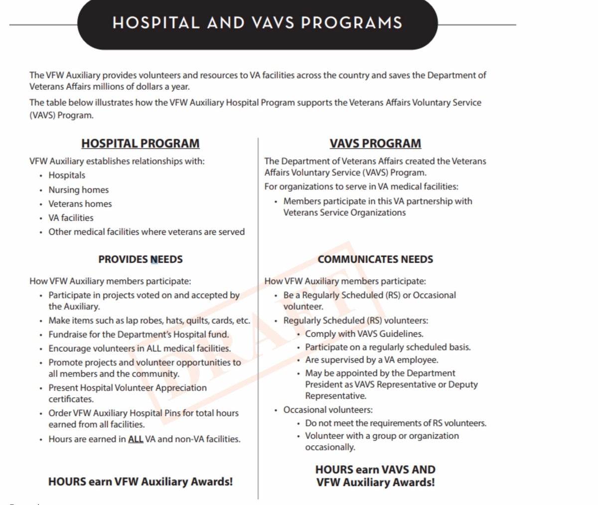 VFWA AND VAVS PROGRAM VFW Auxiliary Post 10093 Safety Harbor Florida