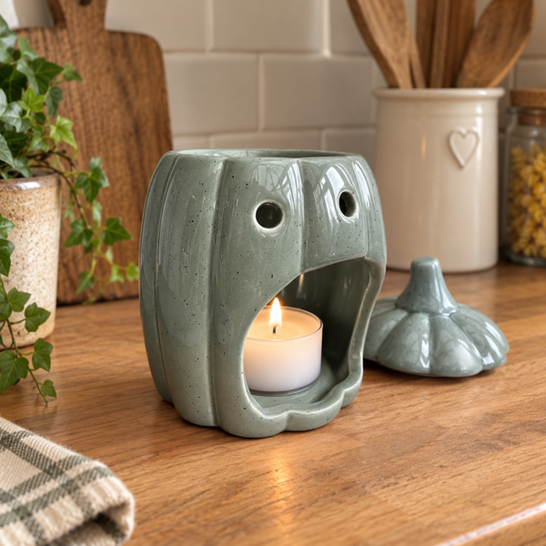 Pumpkin burner with lid - Sage green