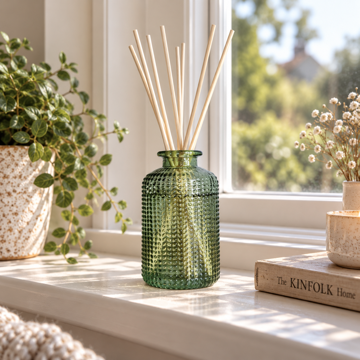 Dappled Glass Decanter - Vintage Green