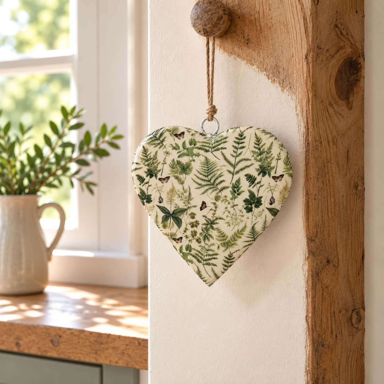 Country Fern hanging heart