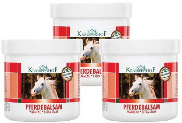 3 Potten Kräuterhof® verwarmende paardenbalsem 500ml per pot