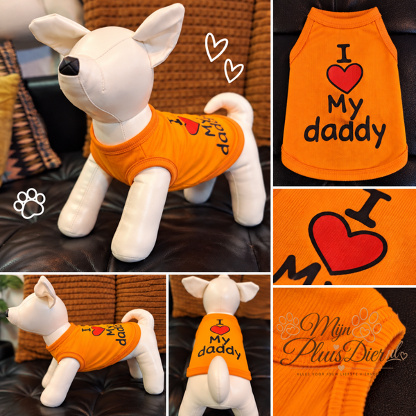Honden shirt - I ❤️ MY DADDY orange
