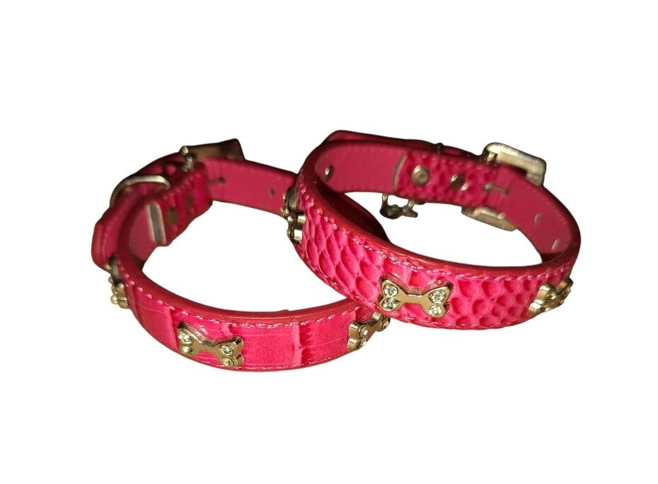 Strik - snake lederlook hondenhalsband