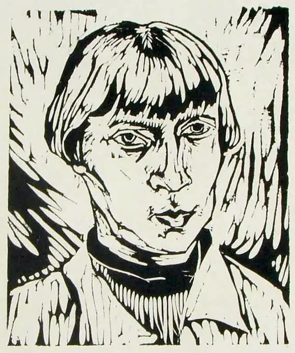 Anna van der Feer (1902-1956)  Houtsnede 'Persoon' ~1925