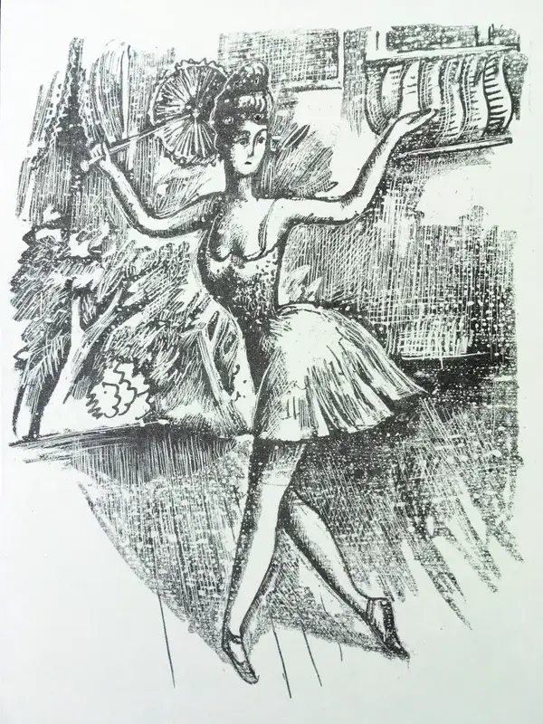 August Wilhelm Dressler (1886-1970 Berlin)  Lithographie 'Tänzerin mit Parasol' 1967