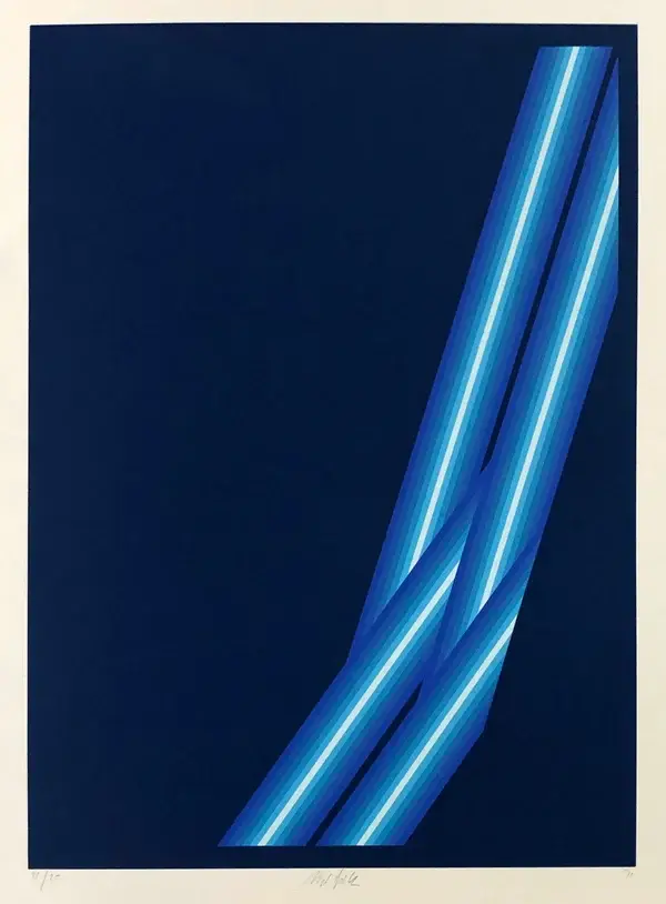 Axel Dick (1935-2006)  Zeefdruk/Seriegrafie 'Untitled blauw' ~1970  Gesigneerd met potlood