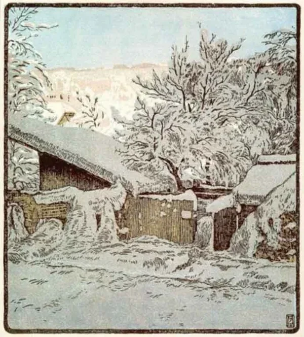 Adolf Zdrazila (1868-1942)  Kleurenhoutsnede 'Winter ~1900