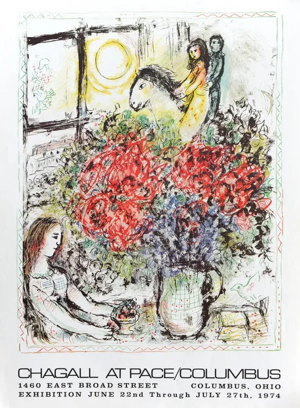 Marc Chagall (1887-1985)  Lithografie 'Chagall at Pace/Columbus' 1974