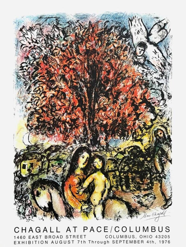 Marc Chagall (1887-1985)  Kleurenzeefdruk 'Chagall at Pace/Columbus' 1976