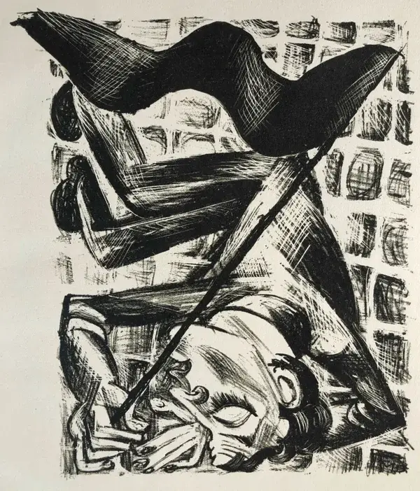 Conrad Felixmüller (Germany 1897-1977)  Lithografie 'Toter Genosse' 1919