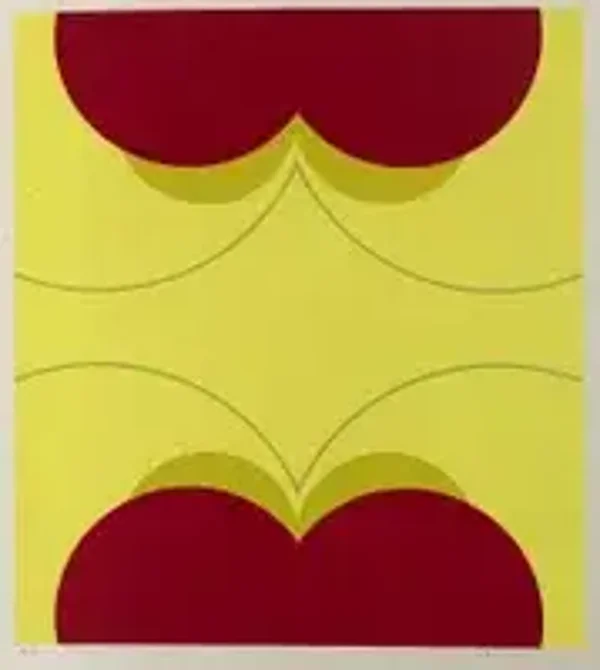 Don Kunkel (Born 1933 USA New Jersey)  Kleurenlithografie ‘Composition’ 1970  Gesigneerd met potlood