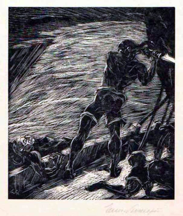 Edmund Schaefer (1880-1959)  Houtsnede 'Piraten' ~1930