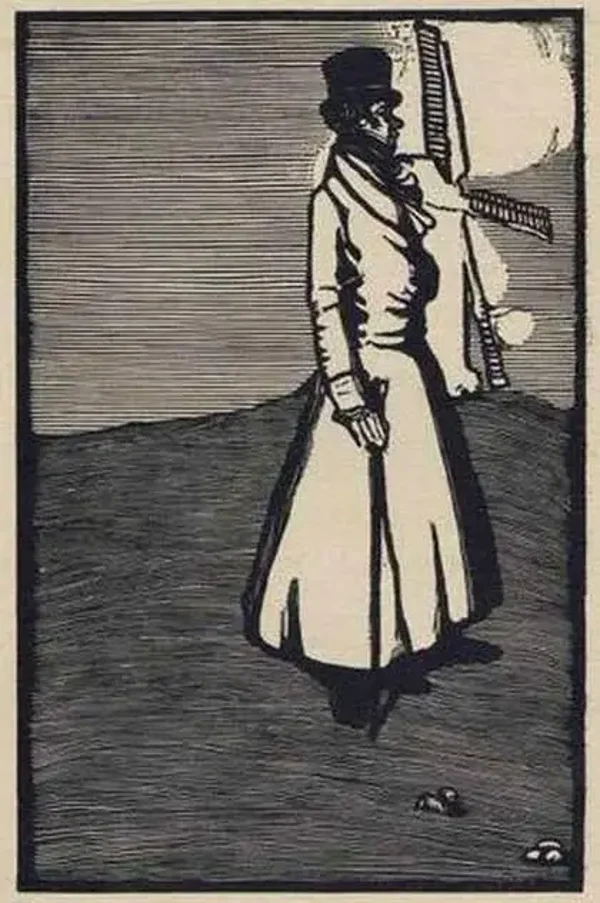 Edward Henry Gordon Craig (1872-1966)  Houtsnede 'A Study' ~1900