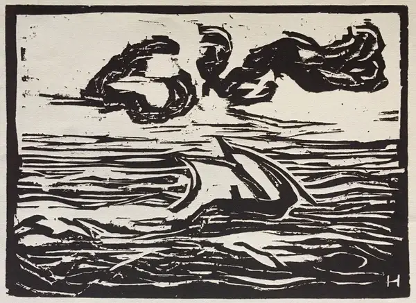 Erich Heckel (1883-1970 Germany)  Houtsnede 'Segelboot' 1907