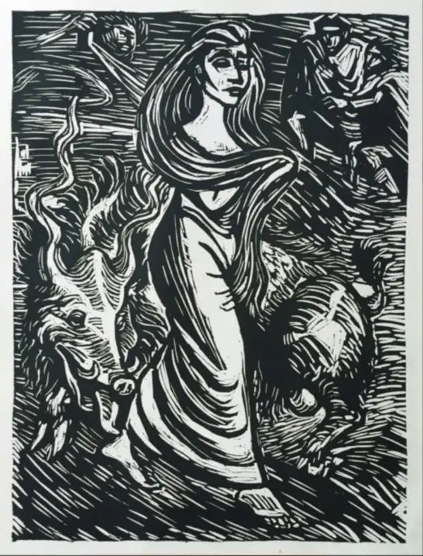 Ernst Barlach (1870-1938)  Houtsnede 'Lilith, Adams erste Frau' ~1922