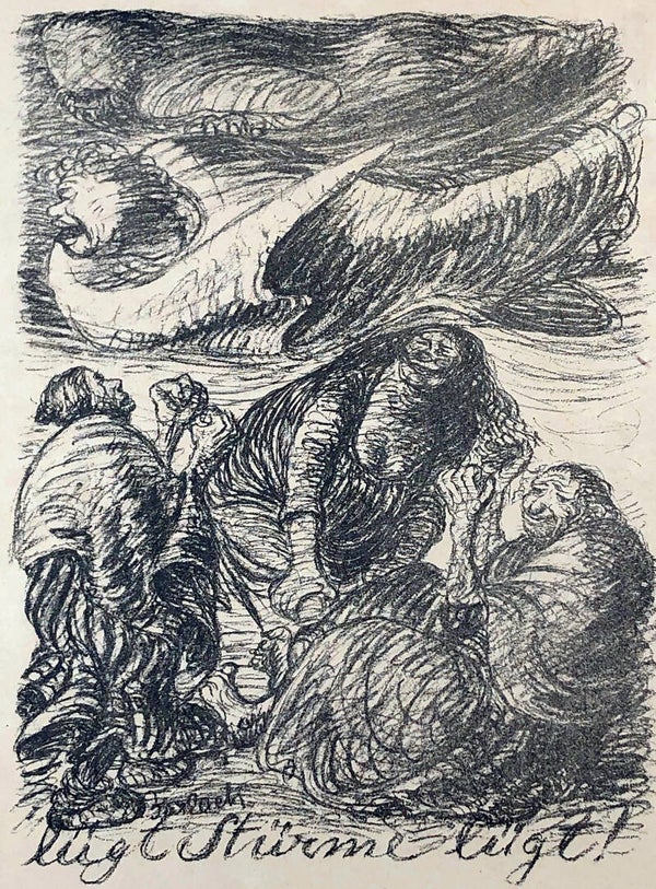 Ernst Barlach (1870-1938)  Lithografie 'Lügt Storme Lügt!' 1914