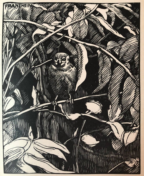 Franz Hein (1892-1976)  Houtsnede 'Jonge mus' ~1925
