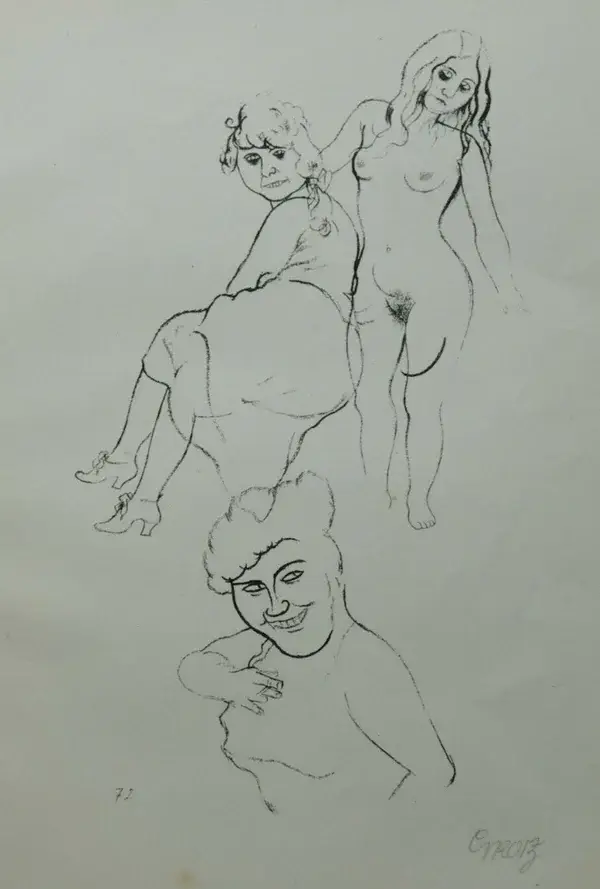 George Grosz (Berlin 1893-1959)  Transfer-lithografie 'Jugend' 1922  Gesigneerd met potlood