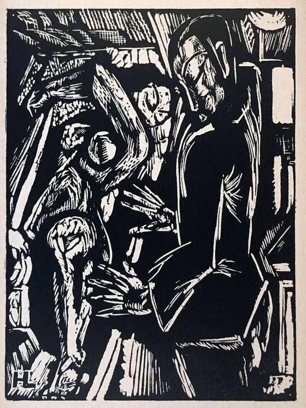 Hans Lasser (1891-1932)  Houtsnede ‘Bekoring' ~1925