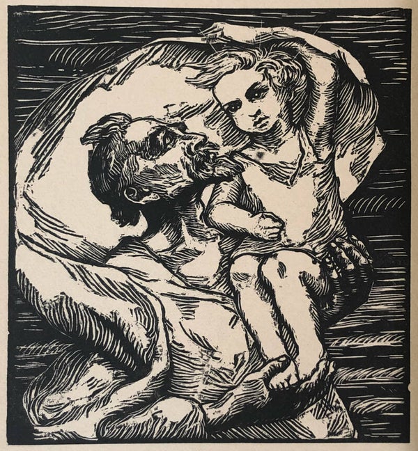 Inge Fehr (1885–XX)  Houtsnede 'Sint Christoffel' ~1925