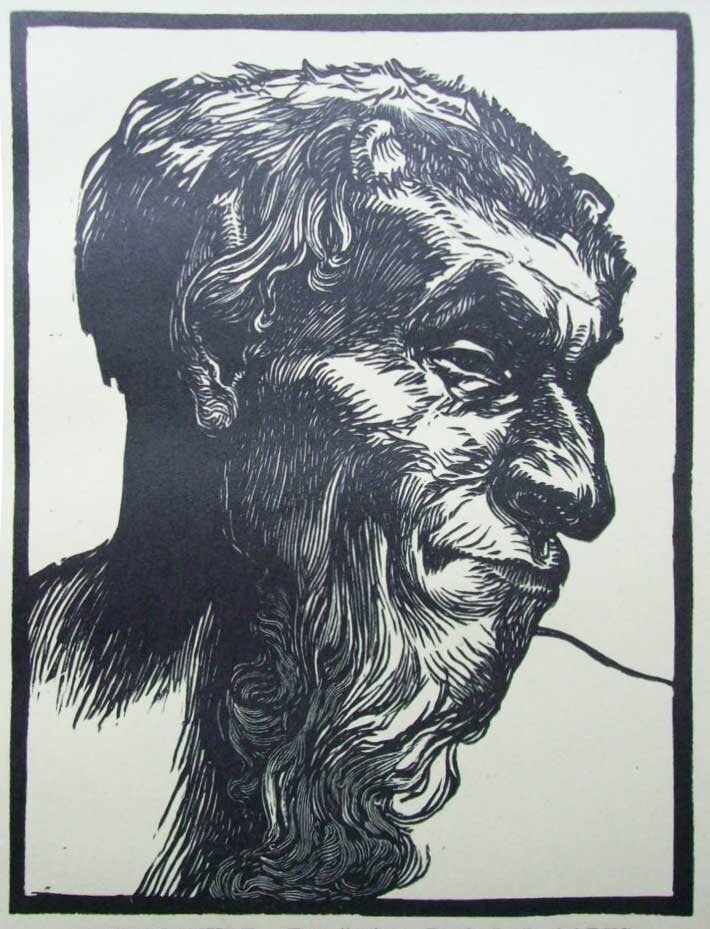 Johannes Josephus Aarts (1871-1934)  Houtsnede 'Faun' ~1900
