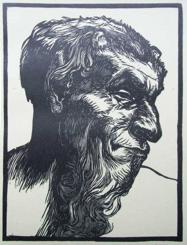 Johannes Josephus Aarts (1871-1934)  Houtsnede 'Faun' ~1900