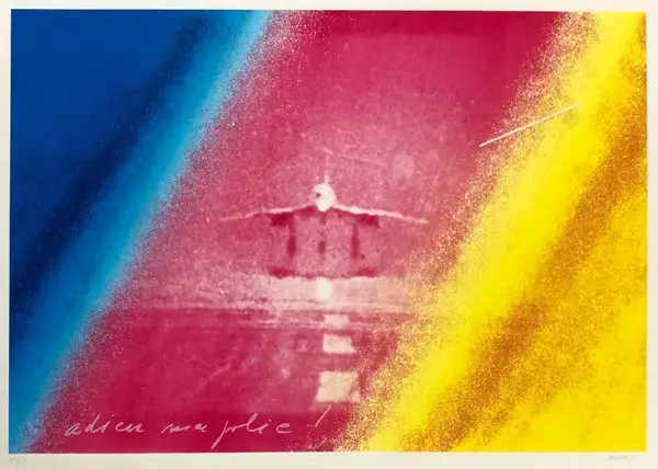 Jacques Monory (France 1924 - 2018)  Kleurenlithografie 'Adieu ma jolie!' ~1980  Gesigneerd met potlood