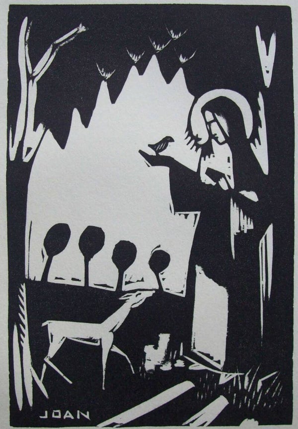 Joan Collette (1889-1958)  Houtnede 'St. Clara' ~1925