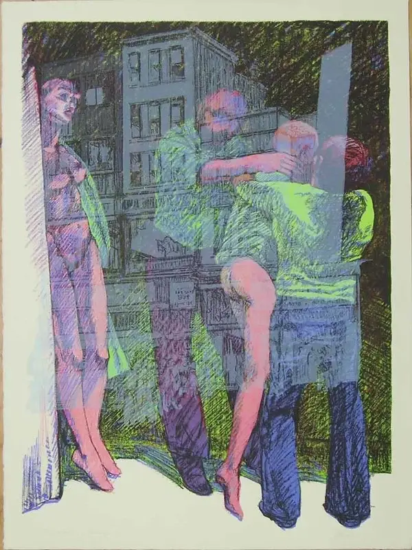 John Hardy (USA 1923–2014)  Kleurenlithografie 'Untitled' ~1980  Gesigneerd met potlood