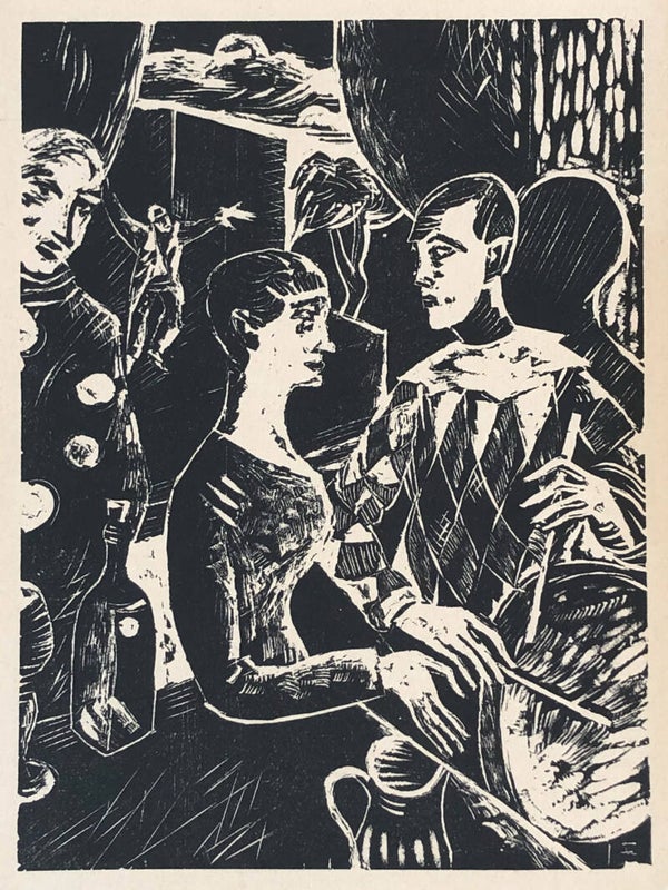 Josef Eberz (1880-1942)  Houtsnede 'Circus' 1925