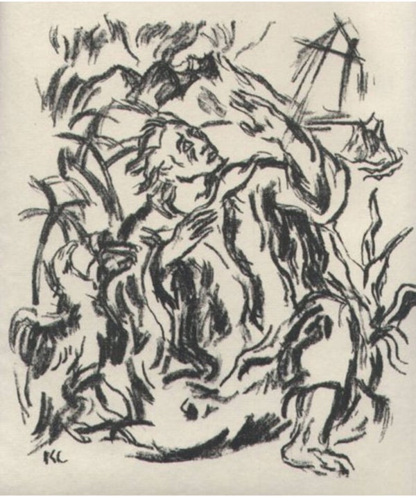 Karl Caspar (1879-1956)  Lithographie 'Johannes auf Patmos' 1919