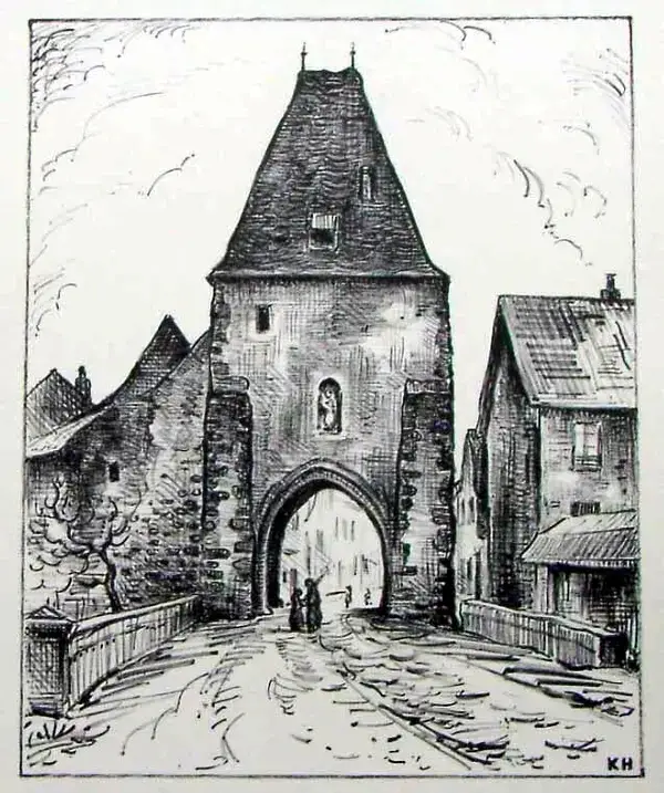 Kees Heynsius (1890–1981)  Lithografie 'Stadspoort' 1925