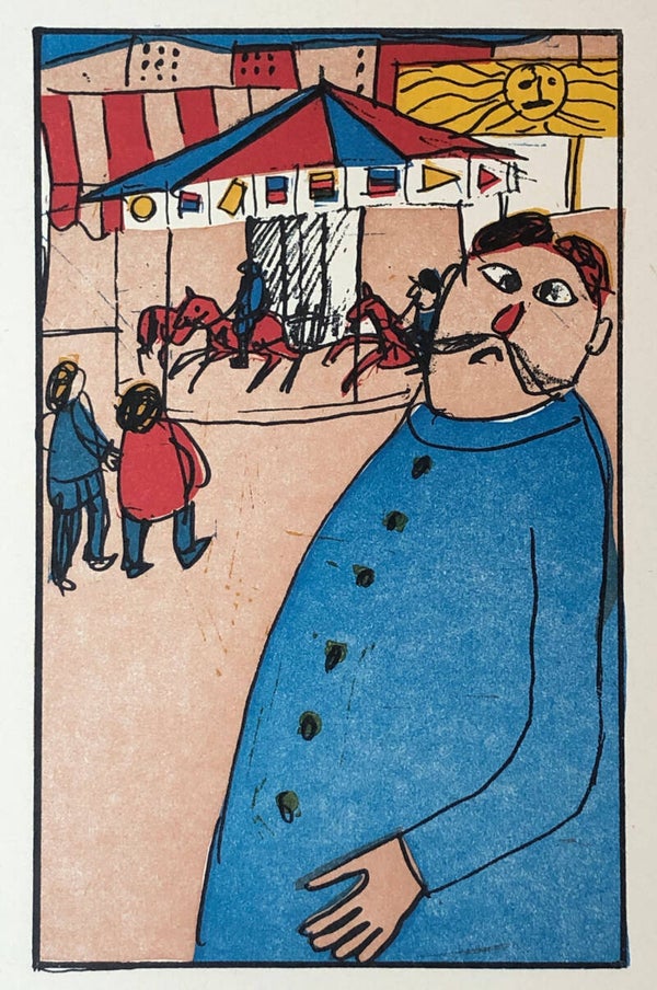 Kurt Mühlenhaupt (1921-2006)  Kleurenlitho 'Op de kermis' ~1970
