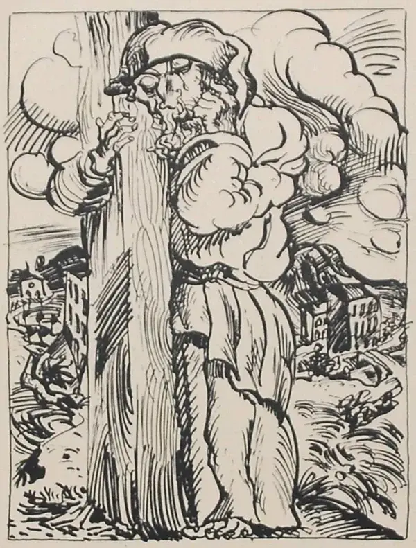 Ludwig Meidner (German 1884-1966)  Lithografie 'Untitled' ~1918