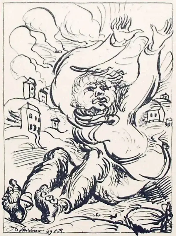 Ludwig Meidner (German 1884-1966)  Lithografie 'Untitled' 1918