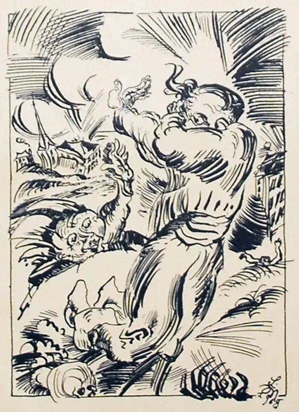 Ludwig Meidner (German 1884-1966)  Lithografie 'Untitled' 1918