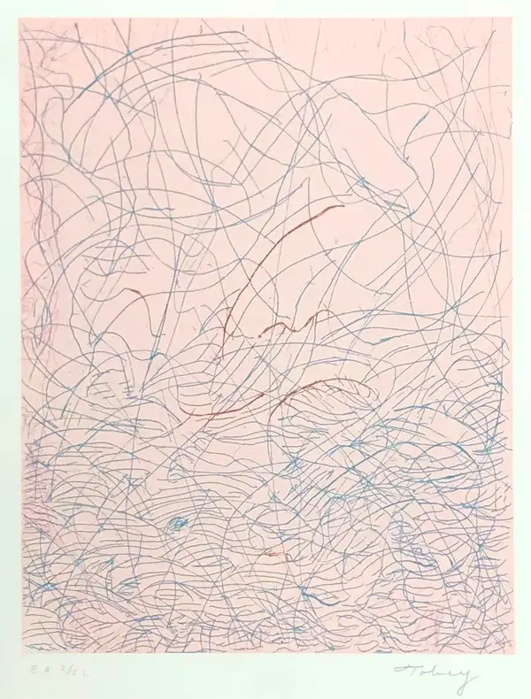 Mark Tobey (American, 1890–1976)  Kleurenets 'Morning grass’ 1975  Gesigneerd met potlood