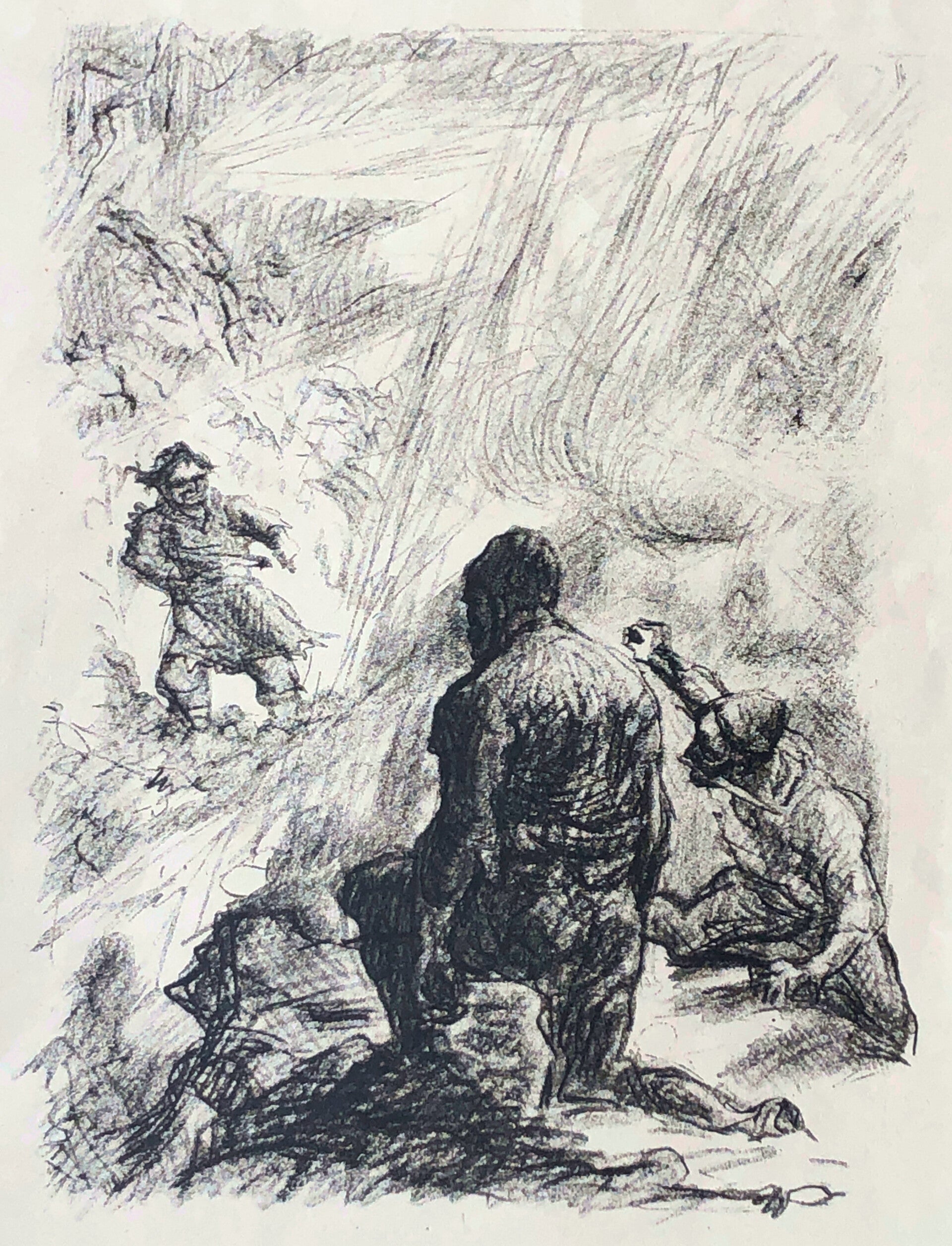 Max Slevogt (1868-1932)  Lithographie 'Personen in landschap' ~1920