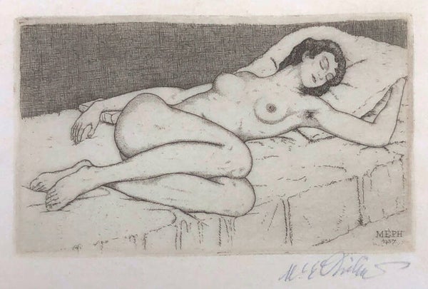 Martin Erich Philipp (1887-1978)  Ets 'Naakt' 1957  Gesigneerd met potlood