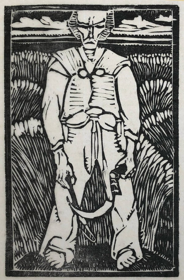 Nikolaas Eekman (1889-1973)  Houtsnede 'Maaier met sikkel' 1921