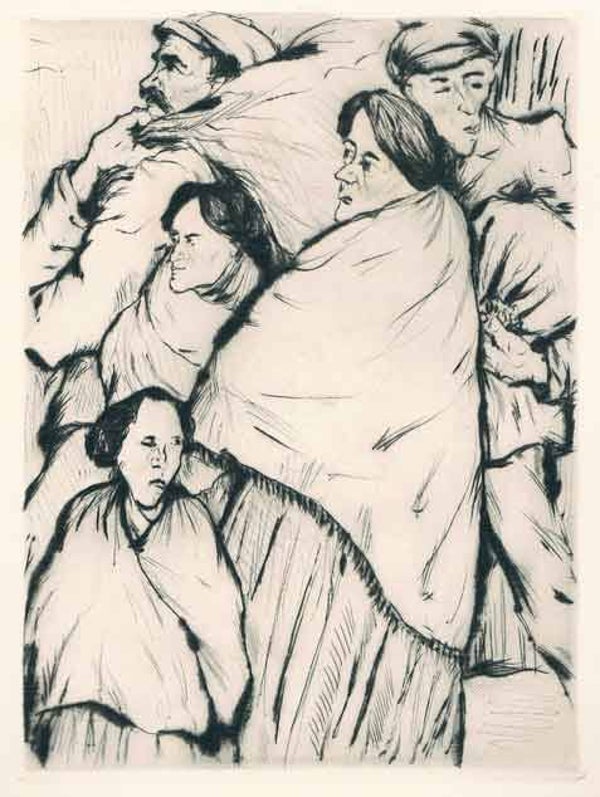 Oskar Gawell (1888-1955)  Ets 'Vluchtenden' ~1920