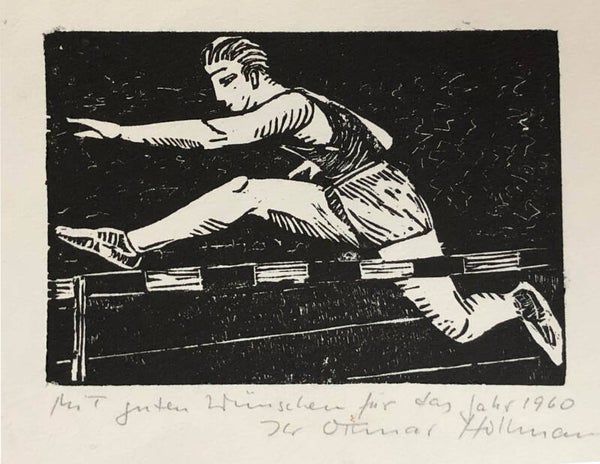 Ottmar Hollmann (1915-2005)  Houtsnede 'Hordeloper' 1959  Gesigneerd met potlood