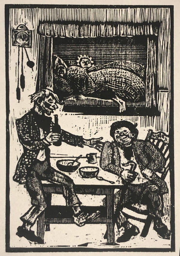 Otto Schubert (1892–1970)  Houtsnede 'Nachtbrakers' ~1925