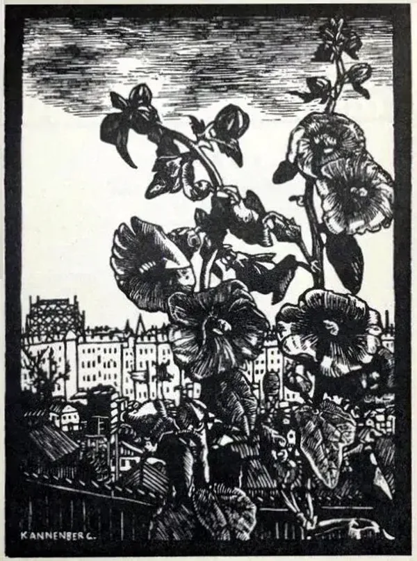 Richard Kannenberg (1888–1959)  Houtsnede 'Stokroos' ~1925