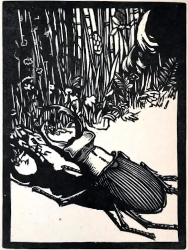 Richard Kannenberg (1888–1959)  Houtsnede 'Vliegend Hert' 1930