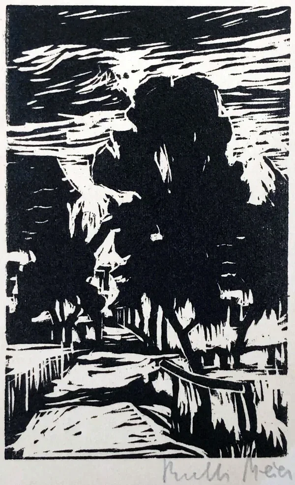 Ruth Meier (1888-1965)  Houtsnede 'Laan' ~1925  Gesigneerd met potlood