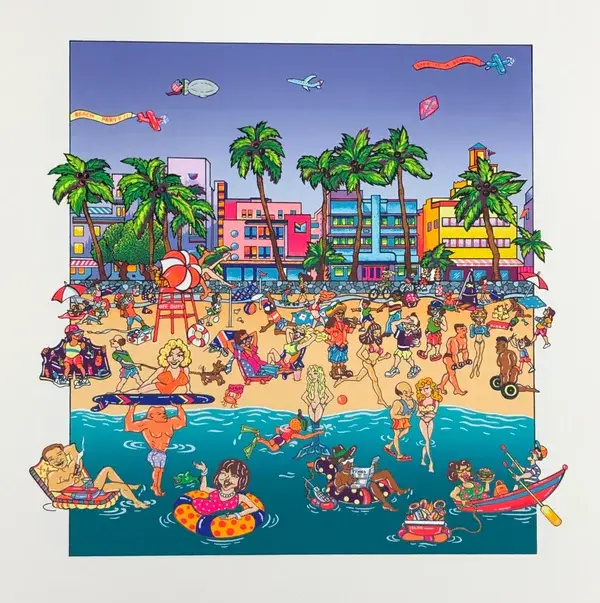 Susannah McDonald (USA 1954)  Kleurenlithografie 'Beach' 1998