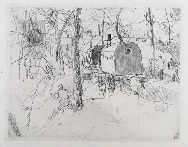 Rudolf Großmann (1882-1941)  Ets (droge naald) 'Zigeuners' 1909