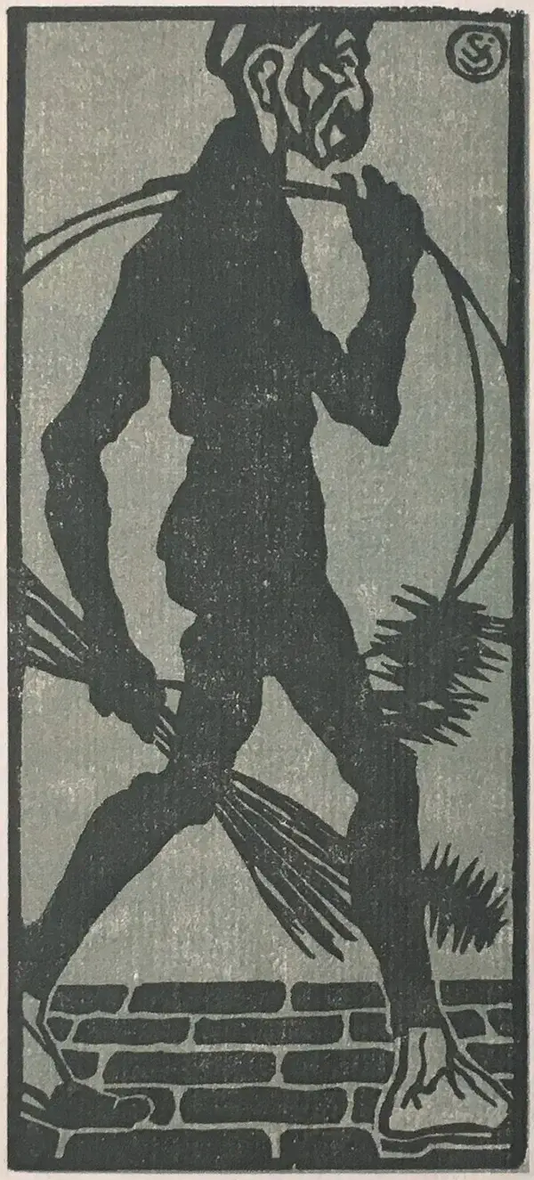 Victor Schufinsky (Austria 1876-1947)  Kleurenhoutsnede 'Schornsteinfeger' 1904